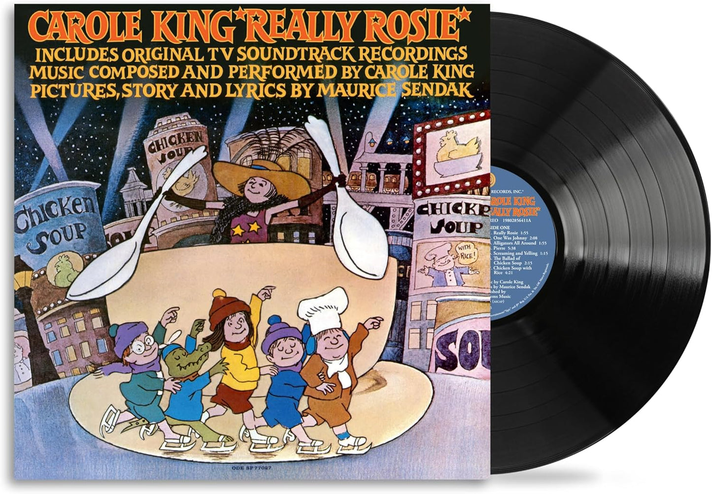 Carole King’s “Really Rosie” vinyl record cover with cartoon illustration.
