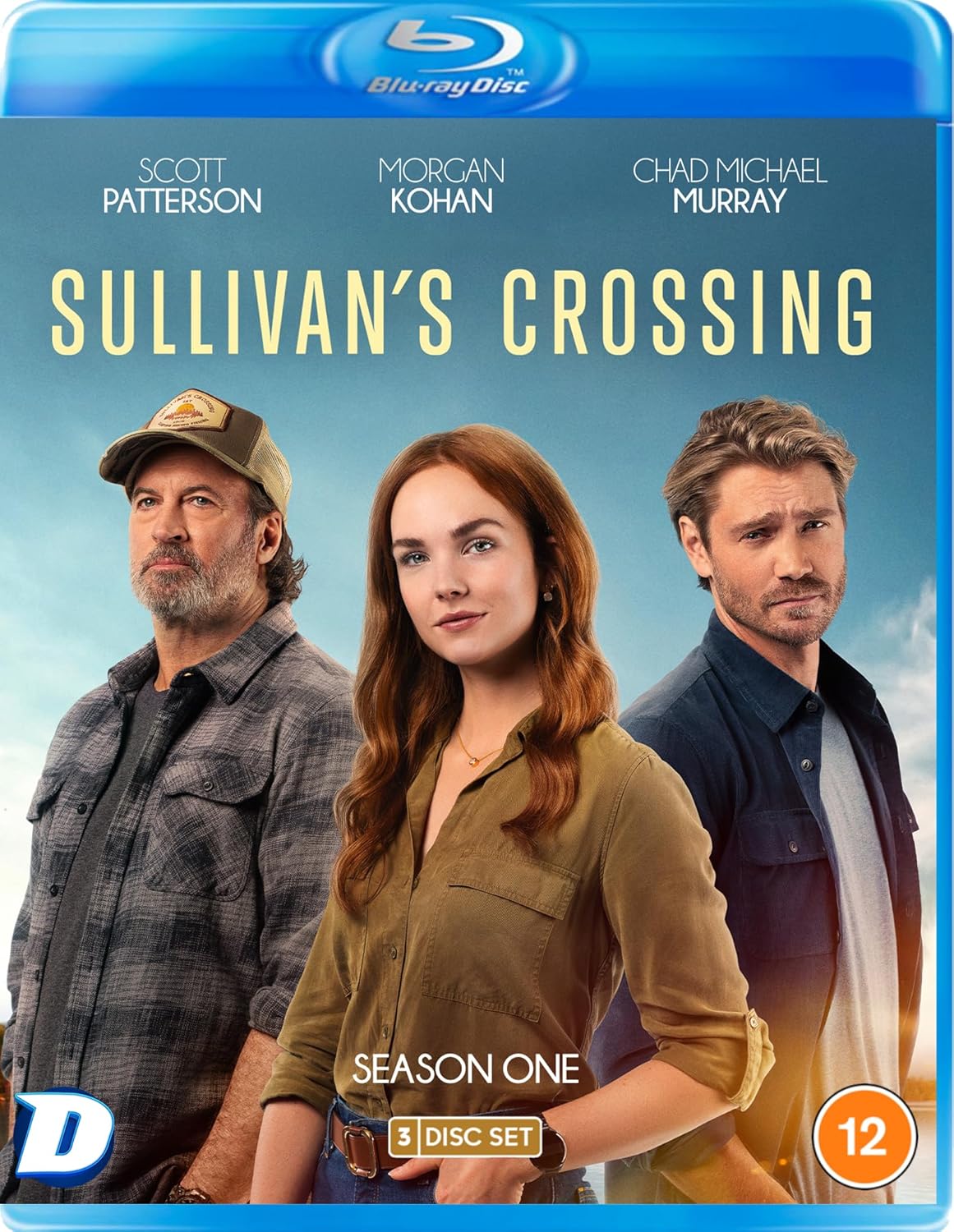 Sullivan's Crossing" Season 1 Blu-ray cover with three actors and landscape.