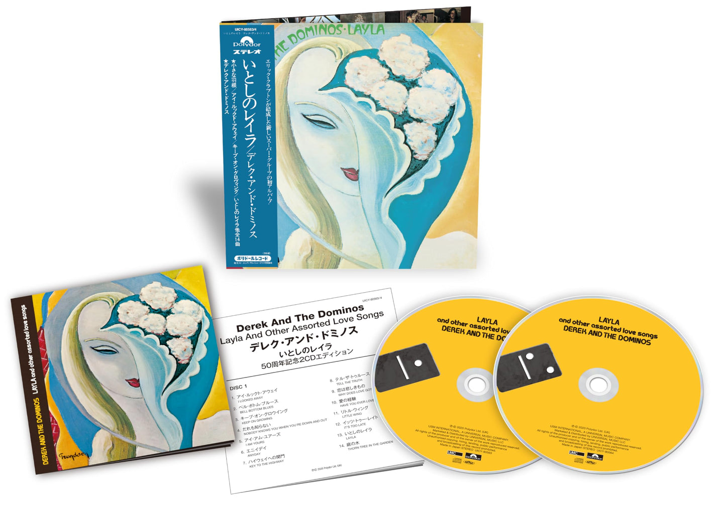 Derek and the Dominos Layla CD set with artwork, tracklist insert, and two discs.