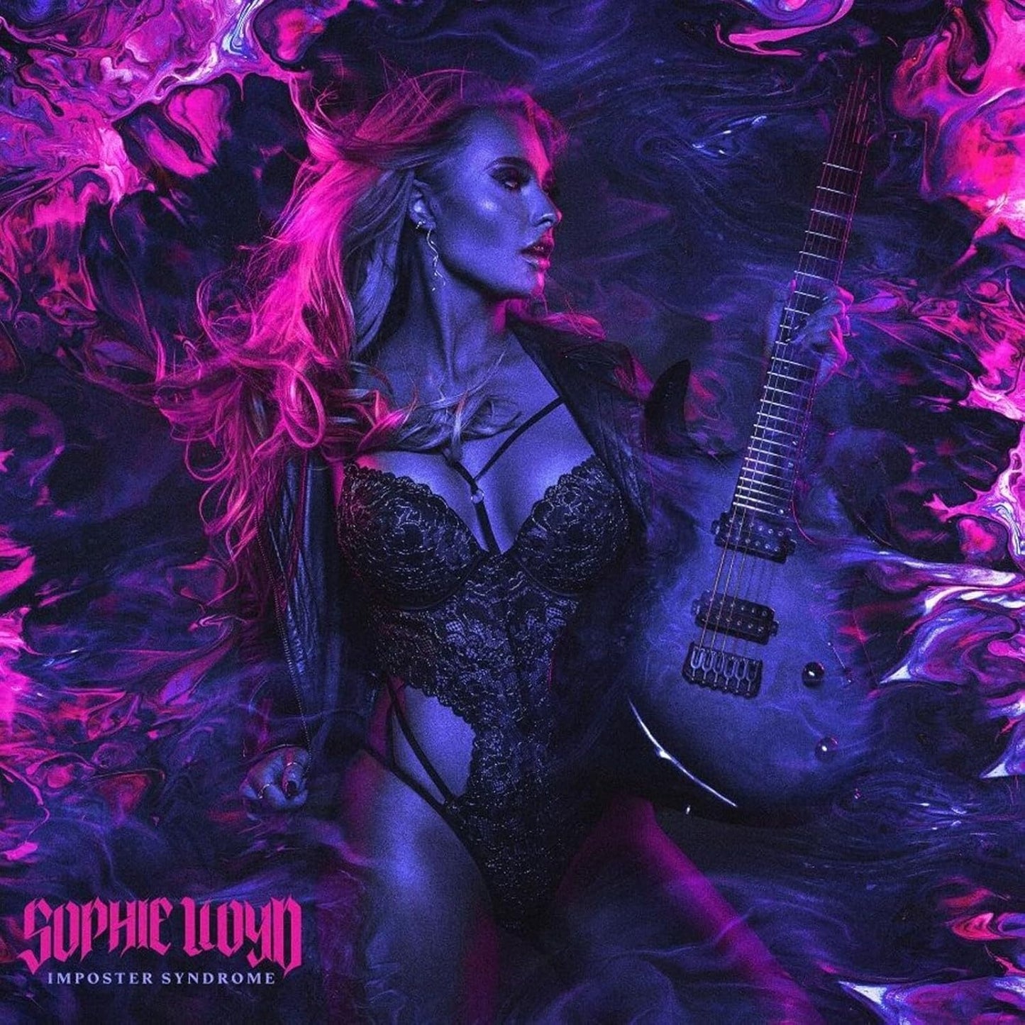 Sophie Lloyd album cover featuring a woman with a guitar, purple tones.