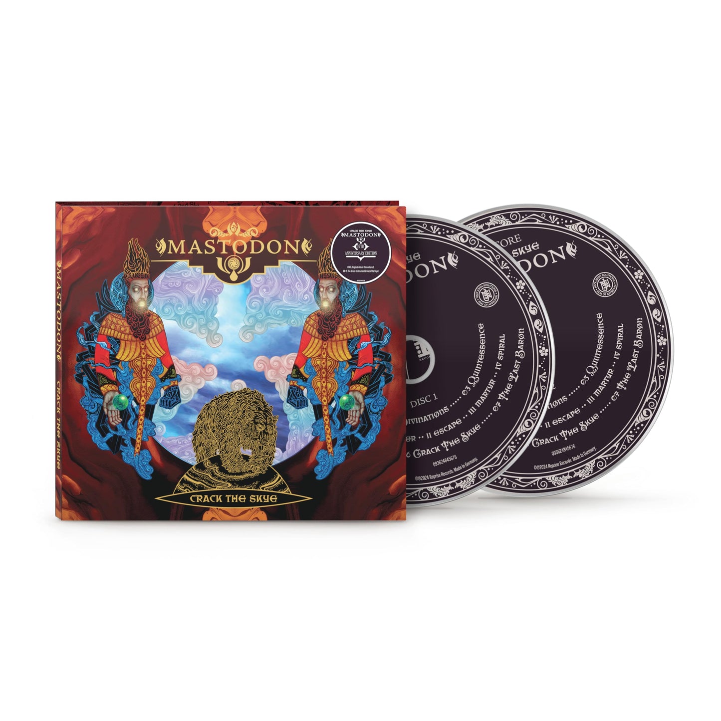 Mastodon “Crack the Skye” CD case and disc with colorful artwork.
