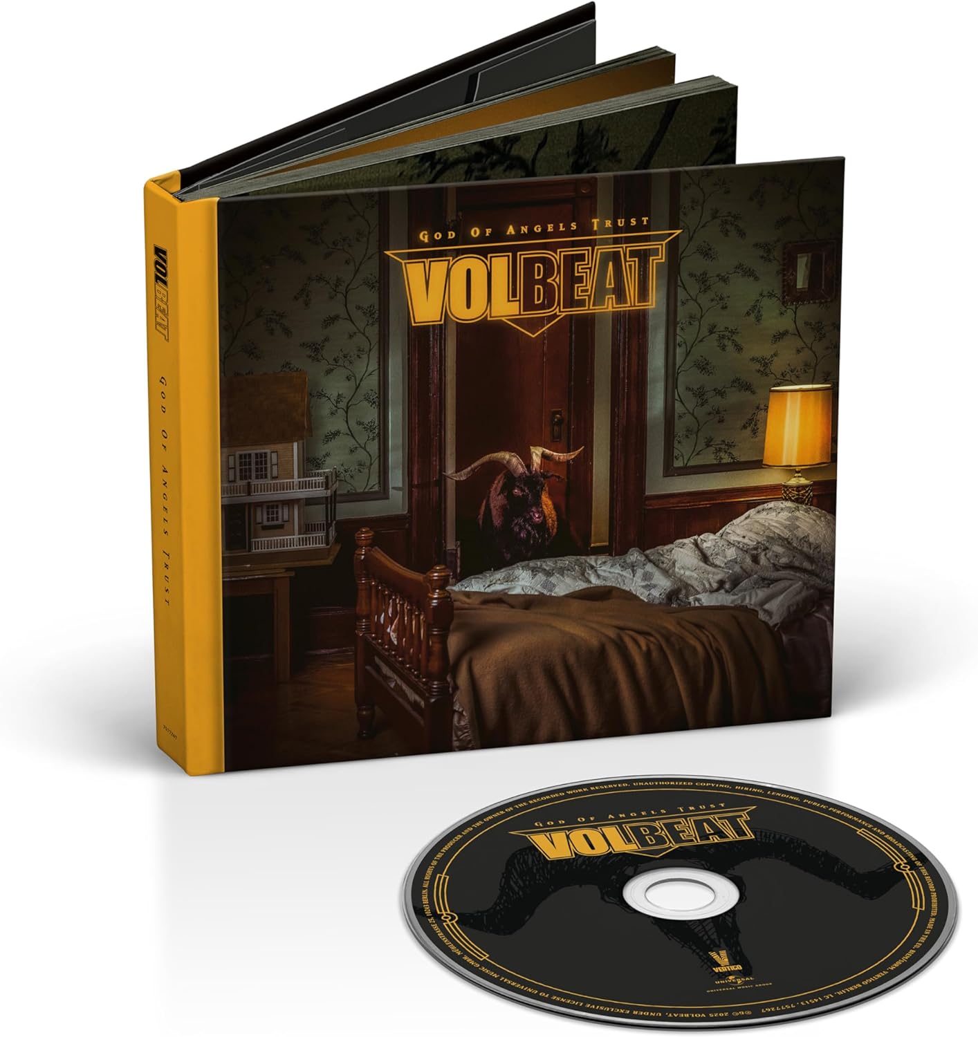 Volbeat "God of Angels Trust" CD cover with a western-themed illustration.