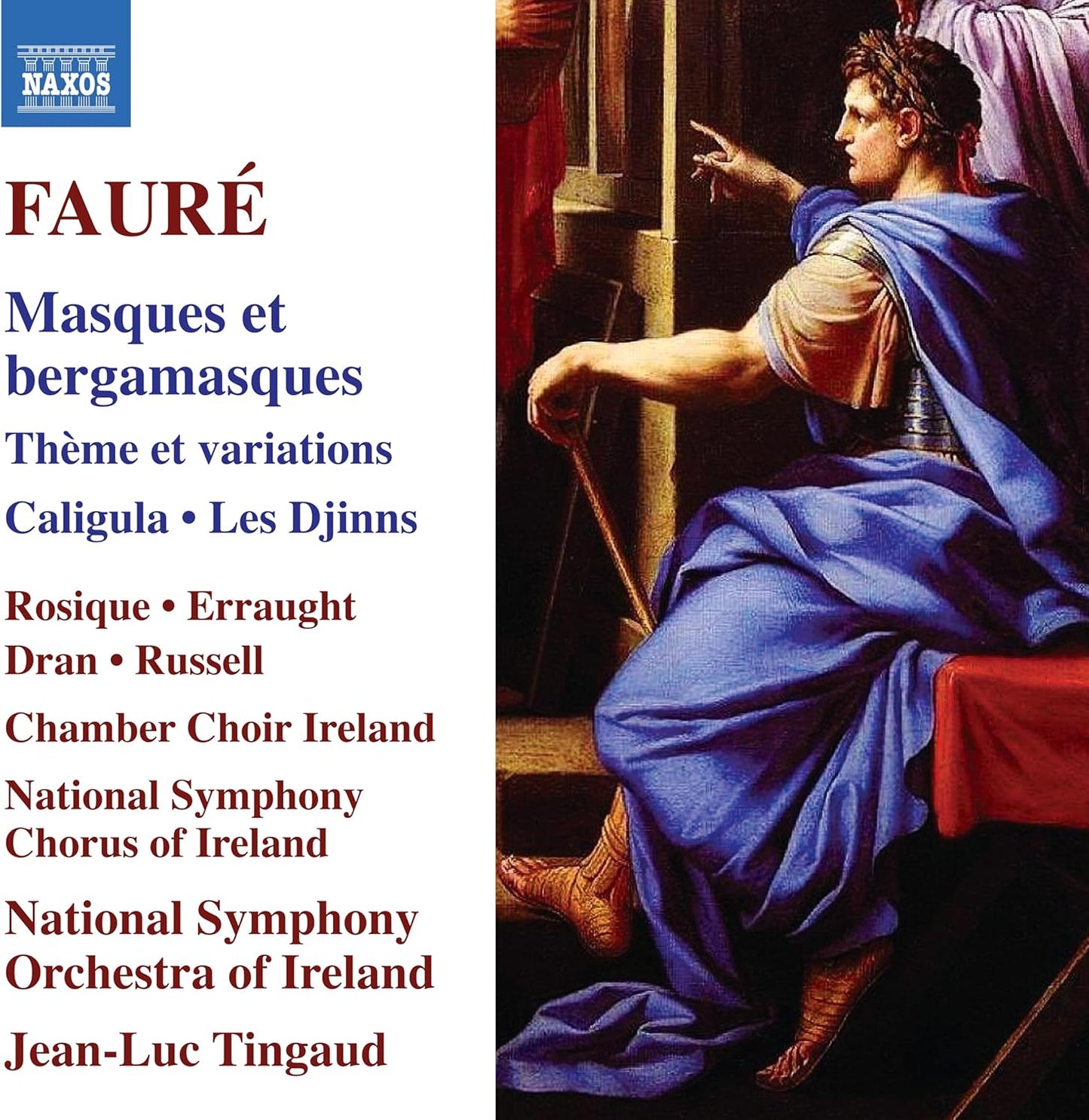 CD cover for Fauré’s “Masques” featuring a classical painting.