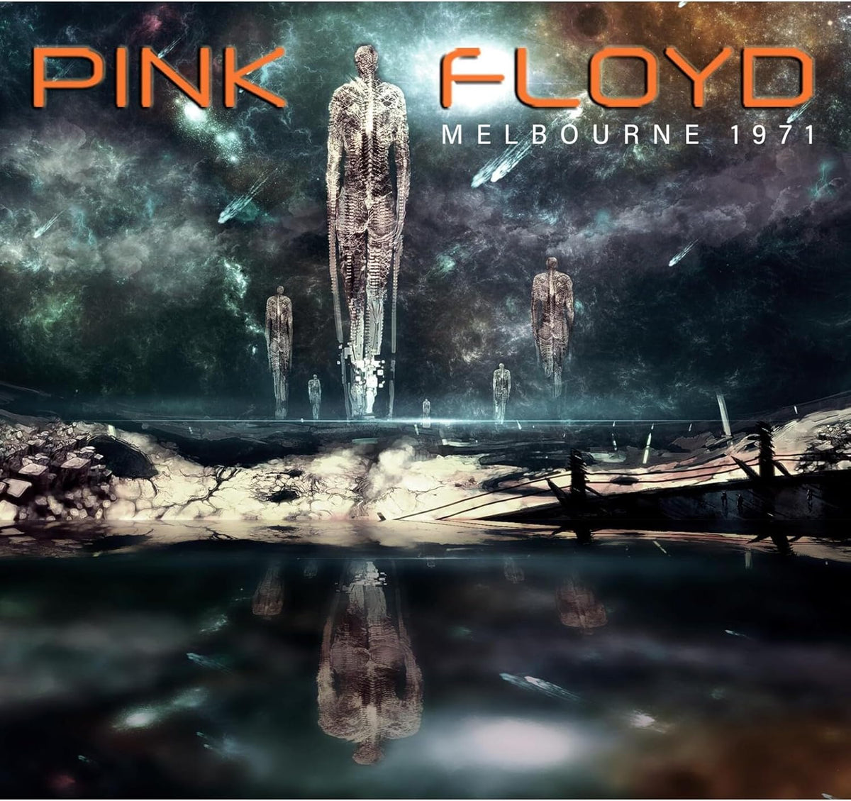 Pink Floyd “Melbourne 1971” CD cover with abstract figures and dark water.