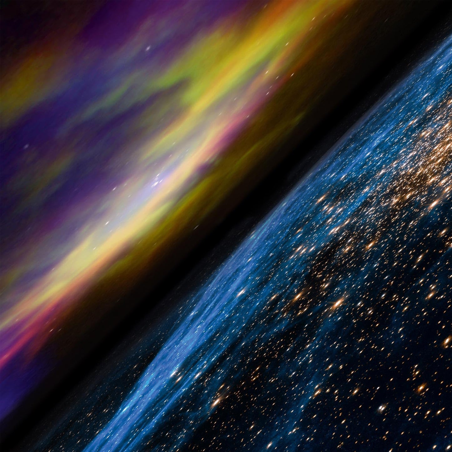 Abstract colorful space scene, likely album artwork for "Mesarthim.