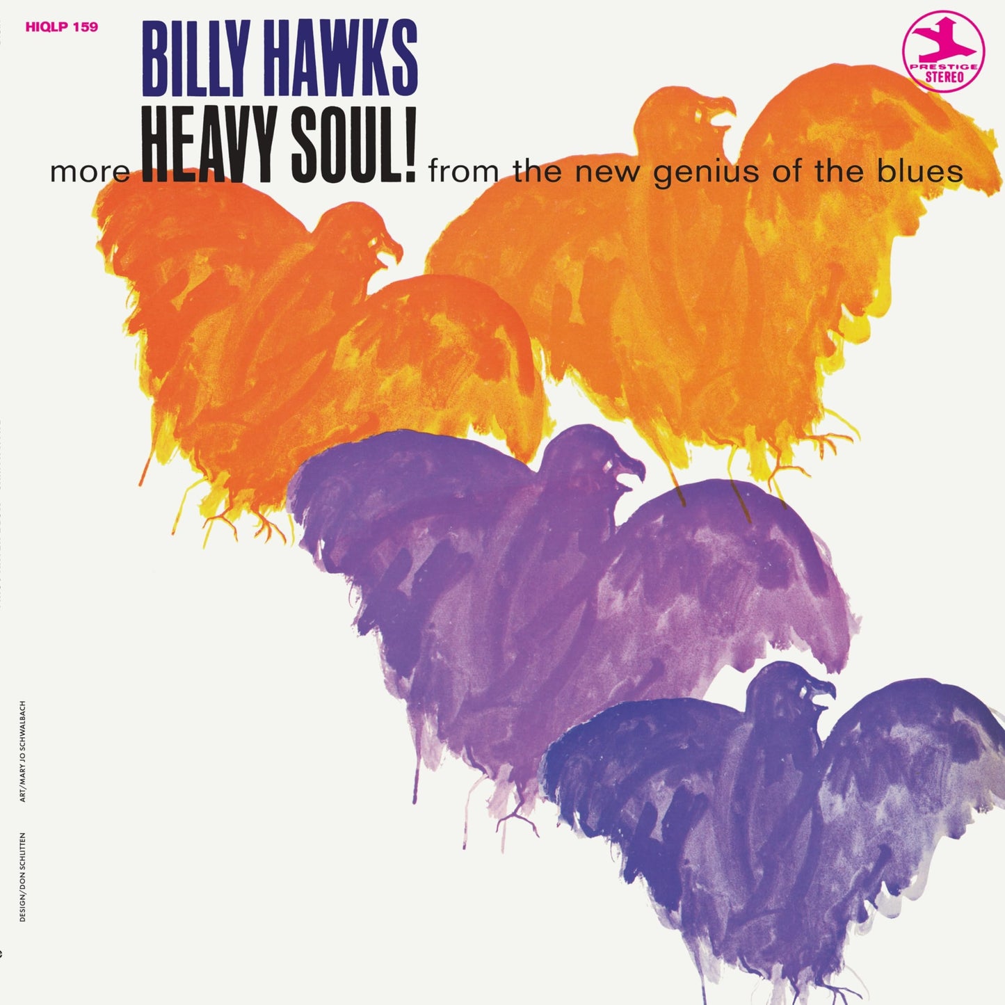 Album cover for Billy Hawks’ “Heavy Soul!” featuring abstract bird shapes.