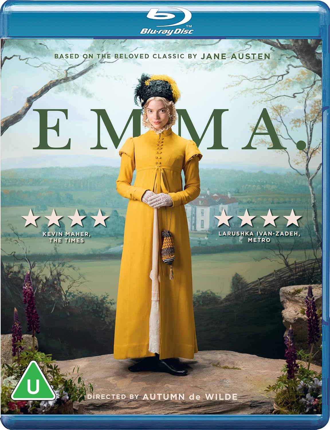 “Emma” Blu-ray cover featuring Anya Taylor-Joy in a yellow dress.