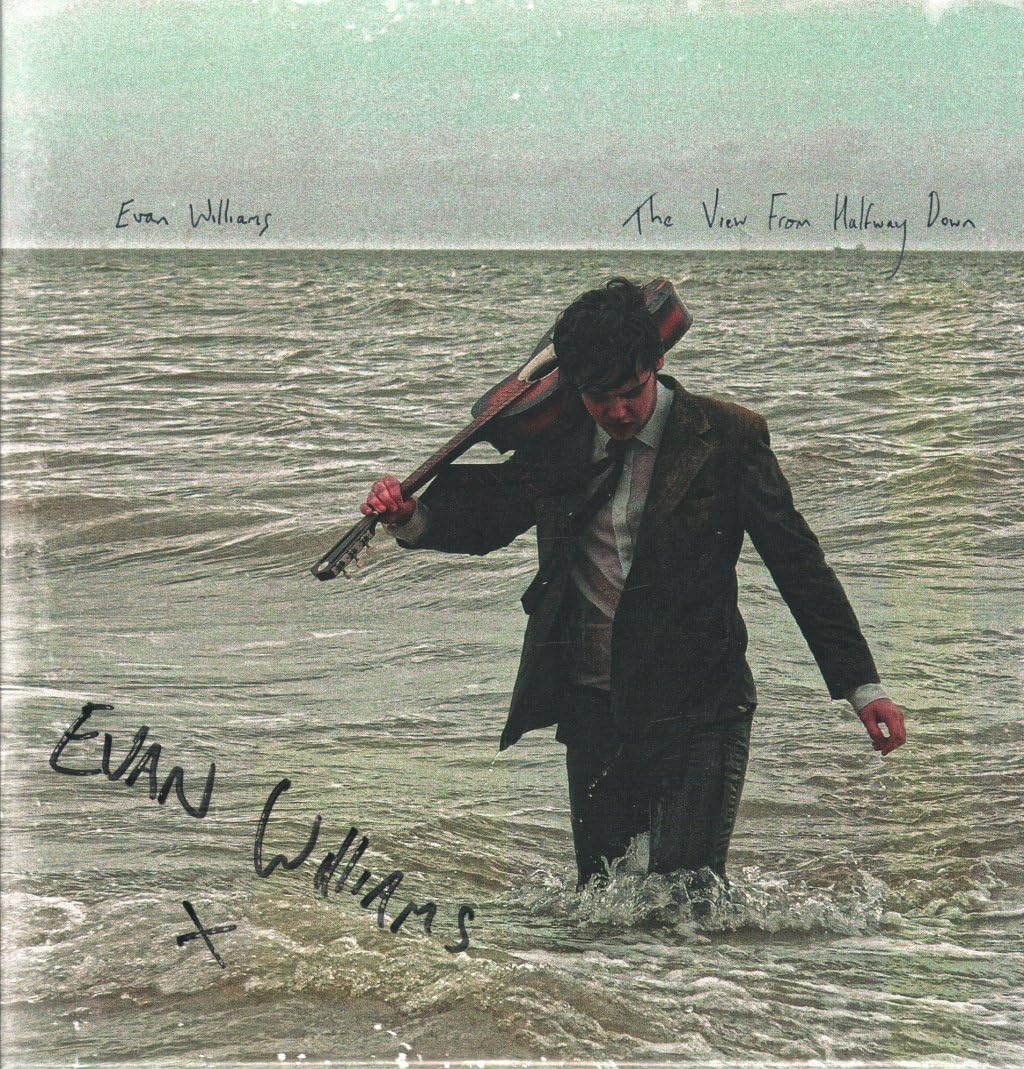 Vinyl record of Evan Williams’ “View From Halfway Down” album, black cover.