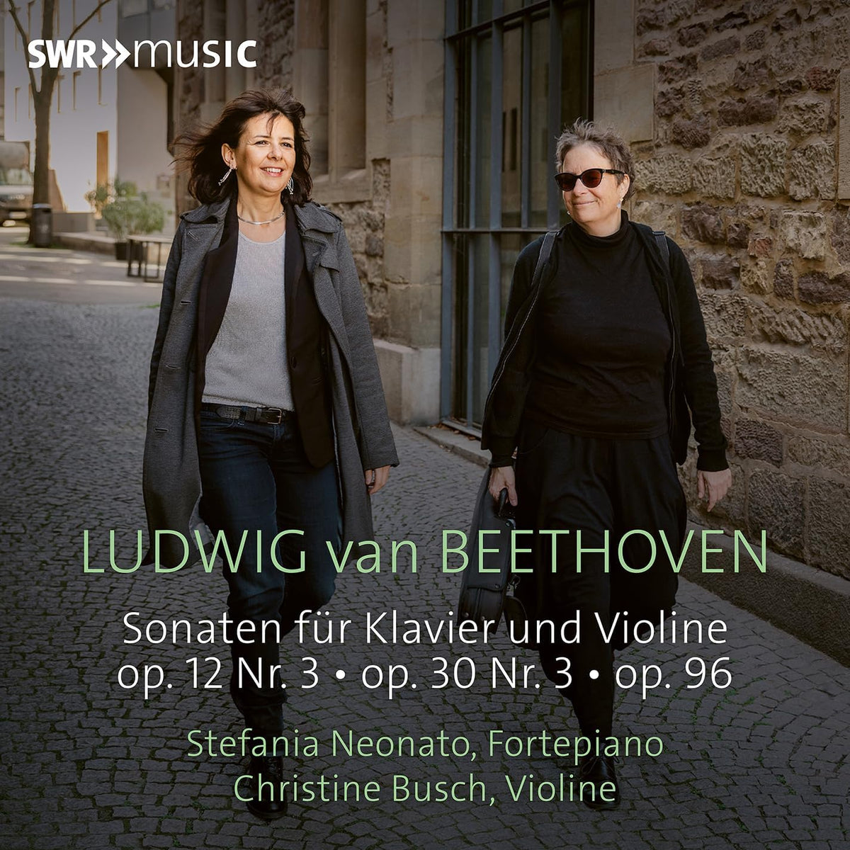 CD cover featuring two women and text: Beethoven piano and violin sonatas.