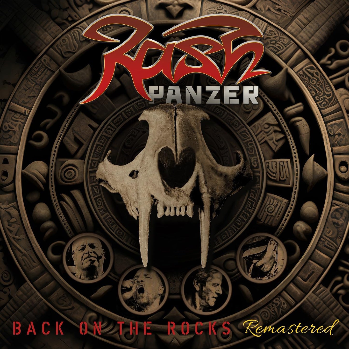 CD cover: skull with red band logo and Aztec-style background.
