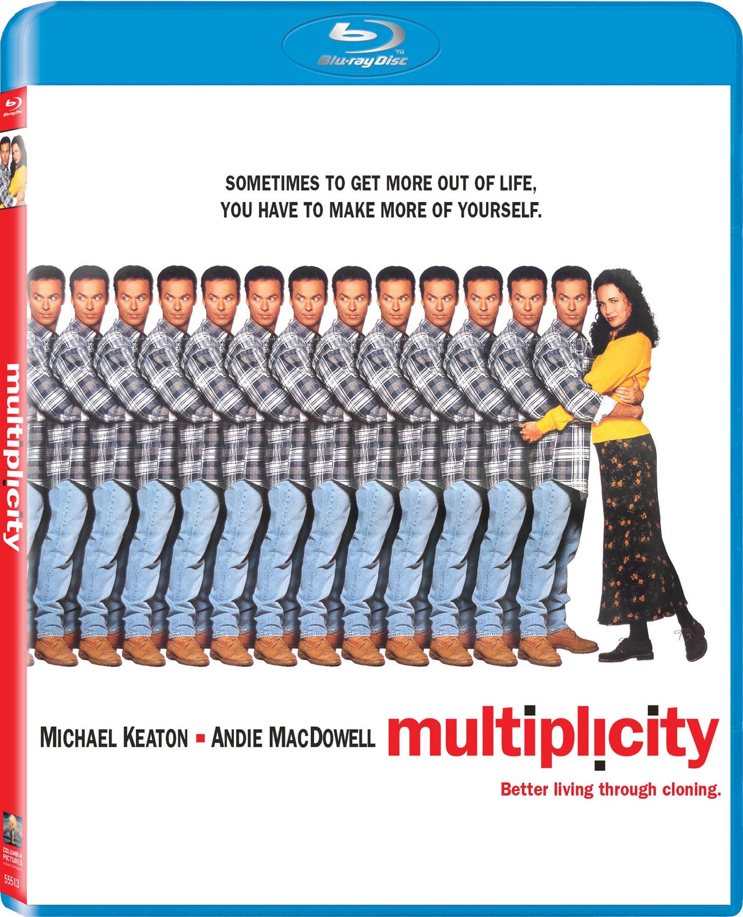 Multiplicity" Blu-ray cover featuring Michael Keaton as multiple identical men.
