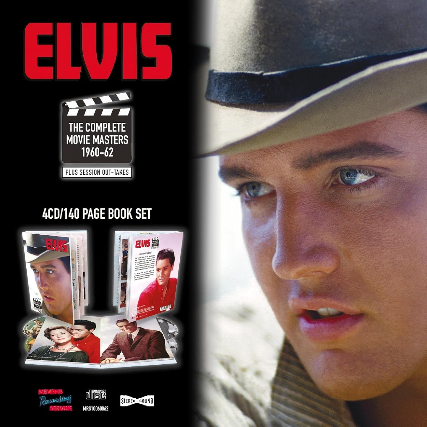 Elvis Presley CD box set with film reel imagery and portrait.