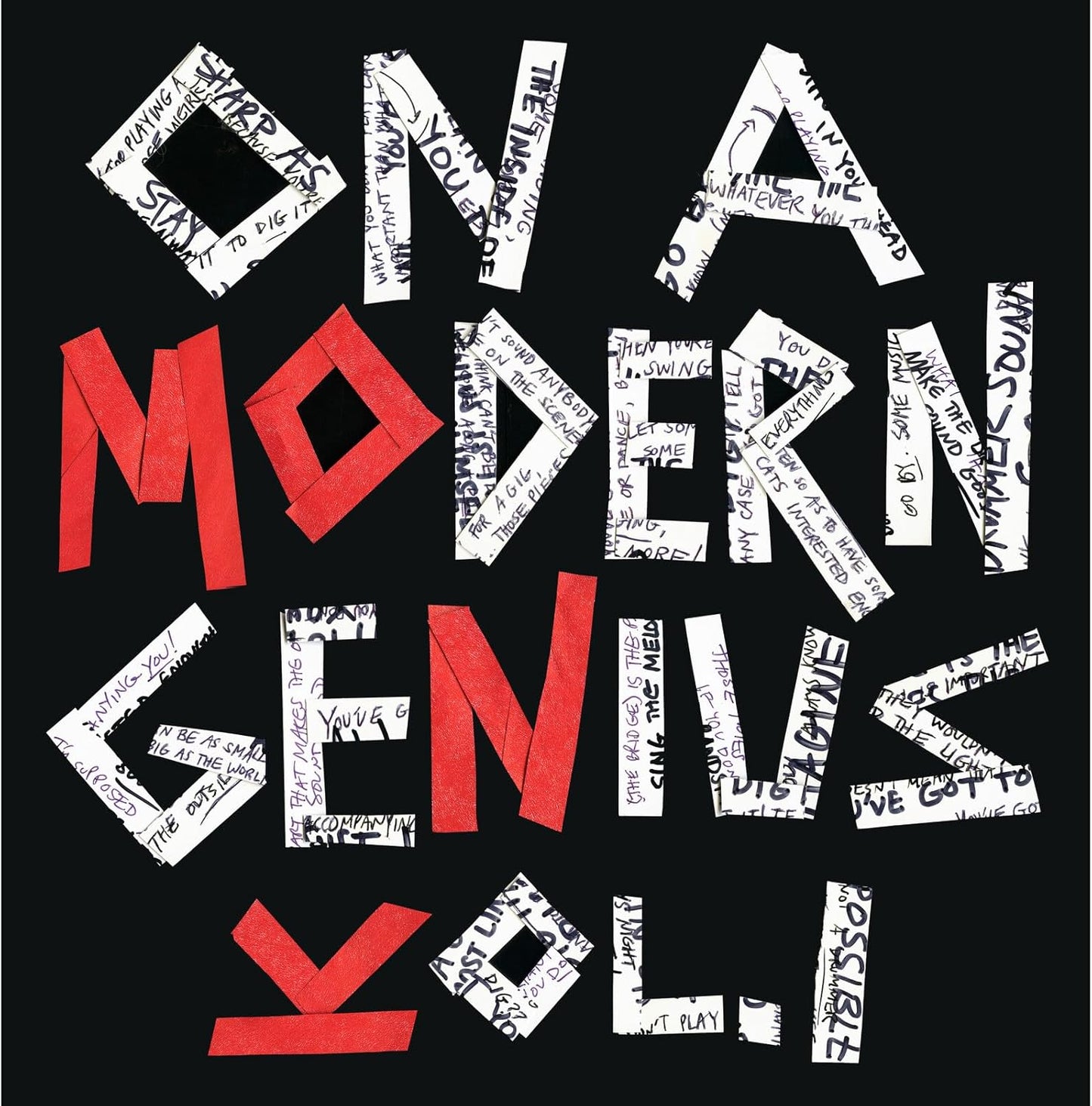 CD cover for Xhosa Cole’s “On A Modern Genius (vol.1)” with text art.