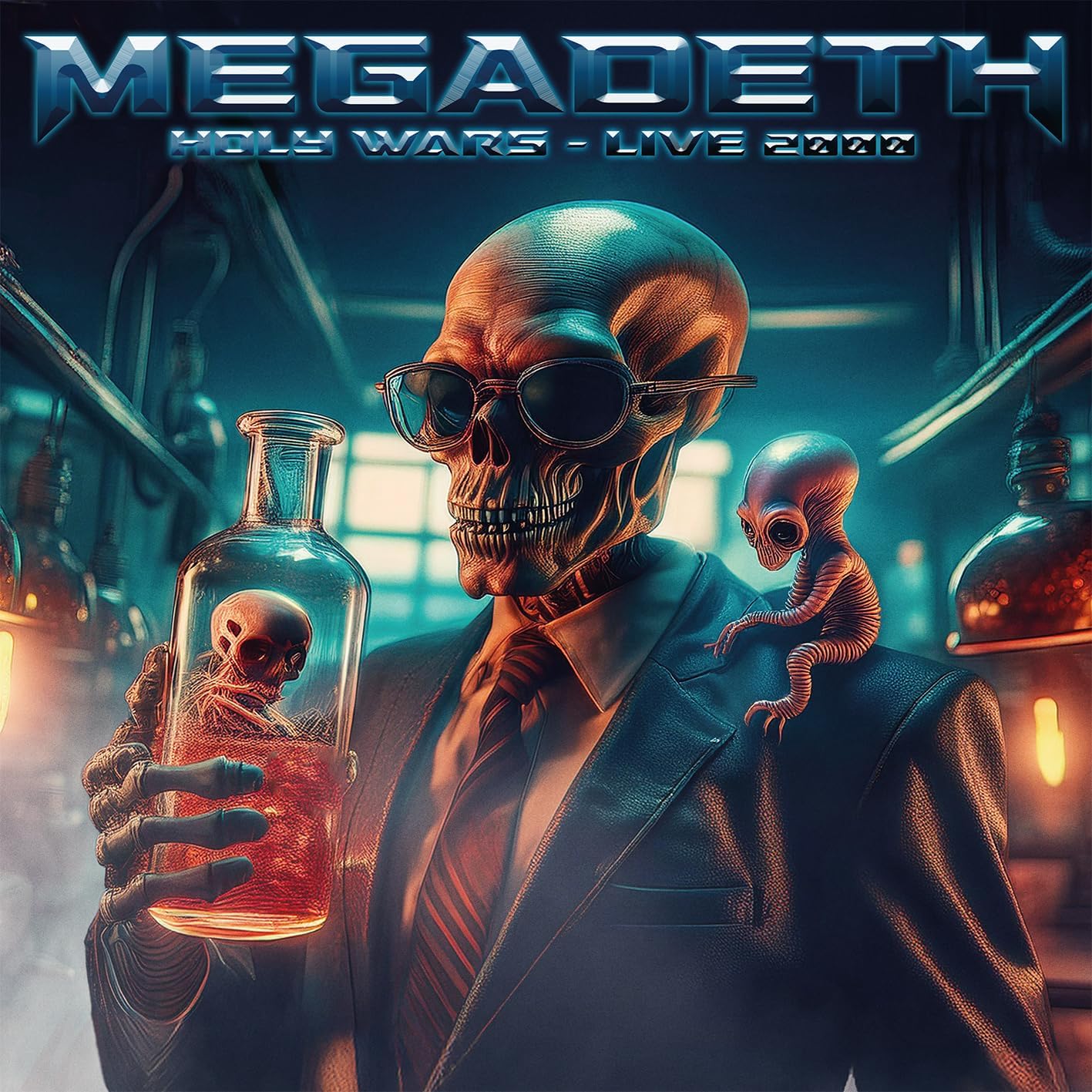 Megadeth’s “Holy Wars - Live 2000” album cover featuring a skull and alien.