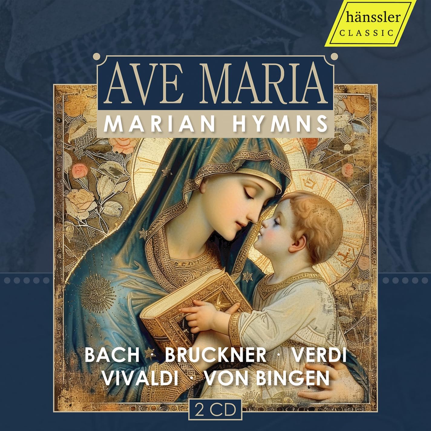 CD cover: Mary and baby Jesus, with composers’ names listed below.