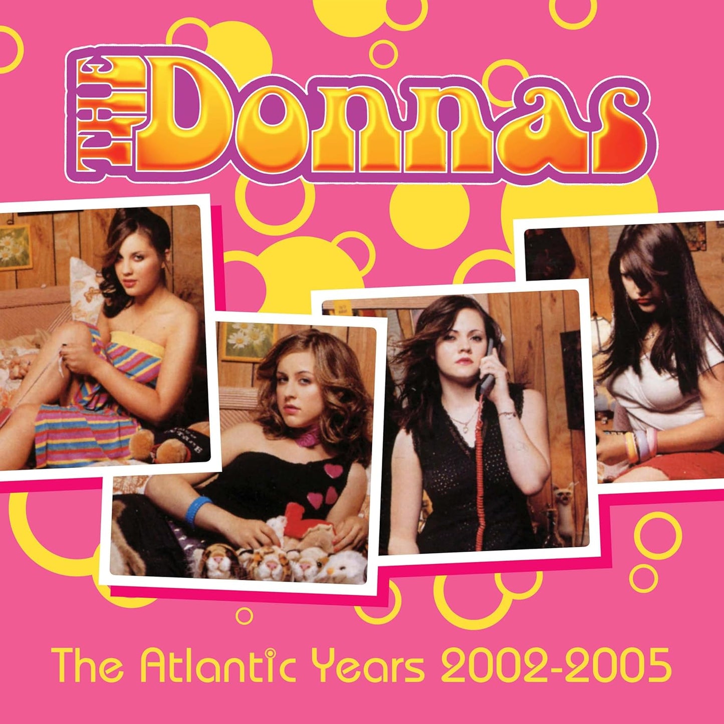 Album cover for The Donnas' "The Atlantic Years 2002-2005" featuring band members.