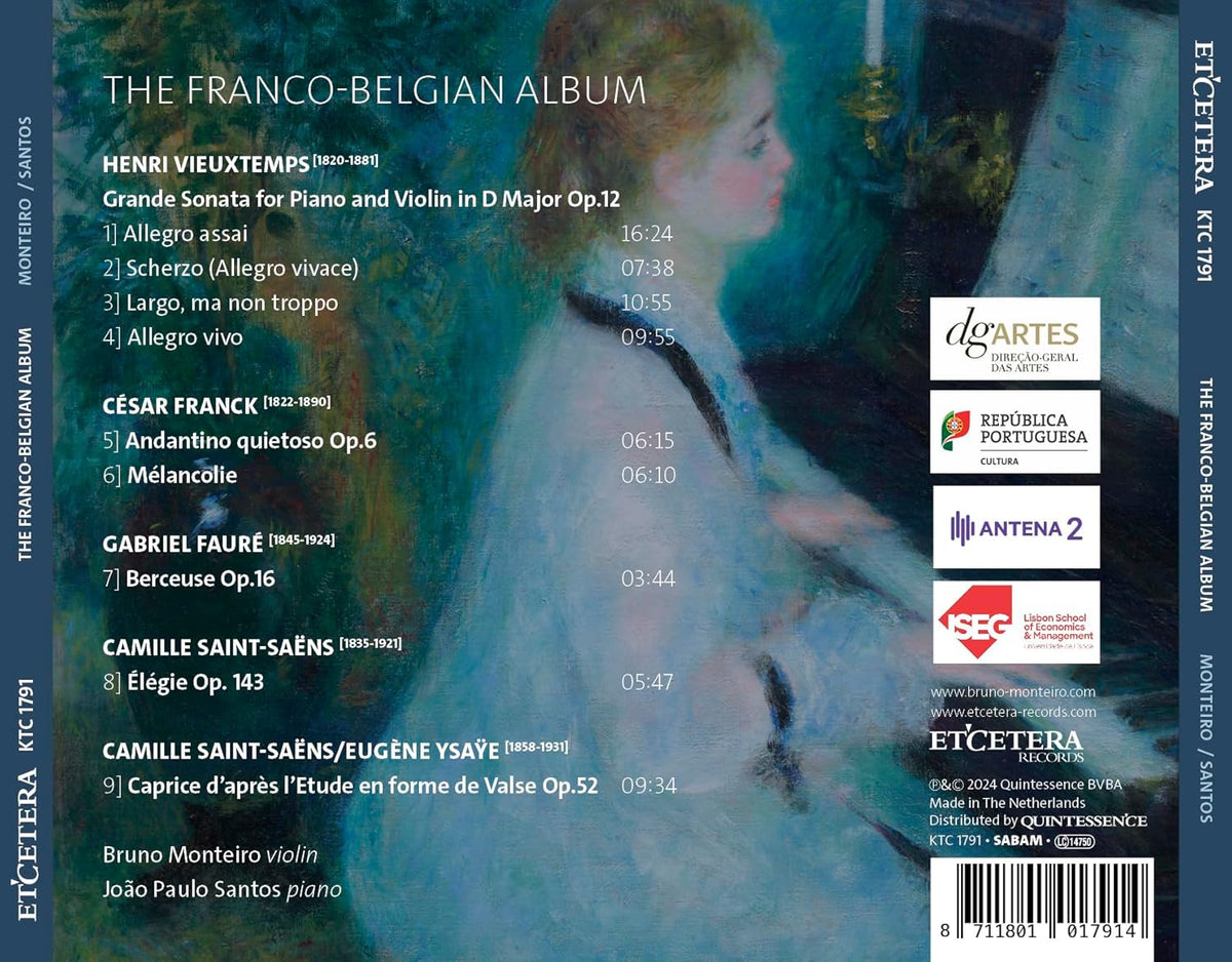 CD cover for "The Franco-Belgian Album" by Bruno Monteiro, tracklist visible.