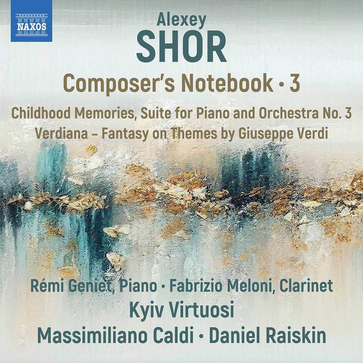 CD cover for "Shor: Composer's Notebook Vol. 3" with abstract painting.