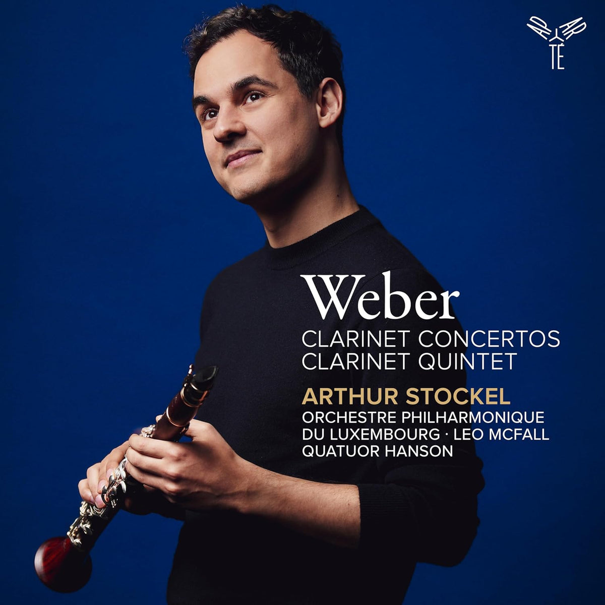 CD cover featuring a clarinetist and text: "Weber Clarinet Concertos.