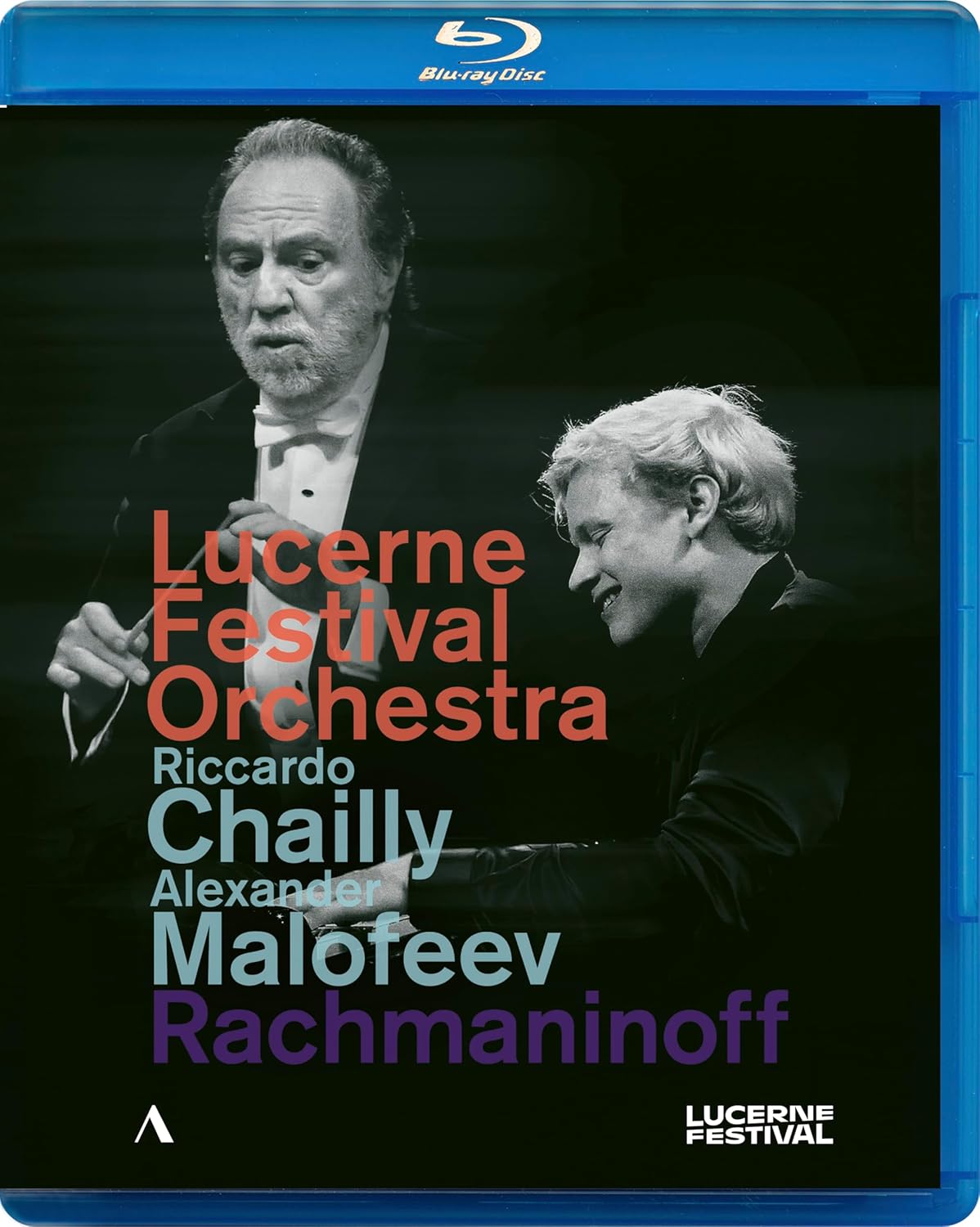 BluLUCERNE Festival Orchestra Blu-ray cover featuring black and white photos of two musicians.
