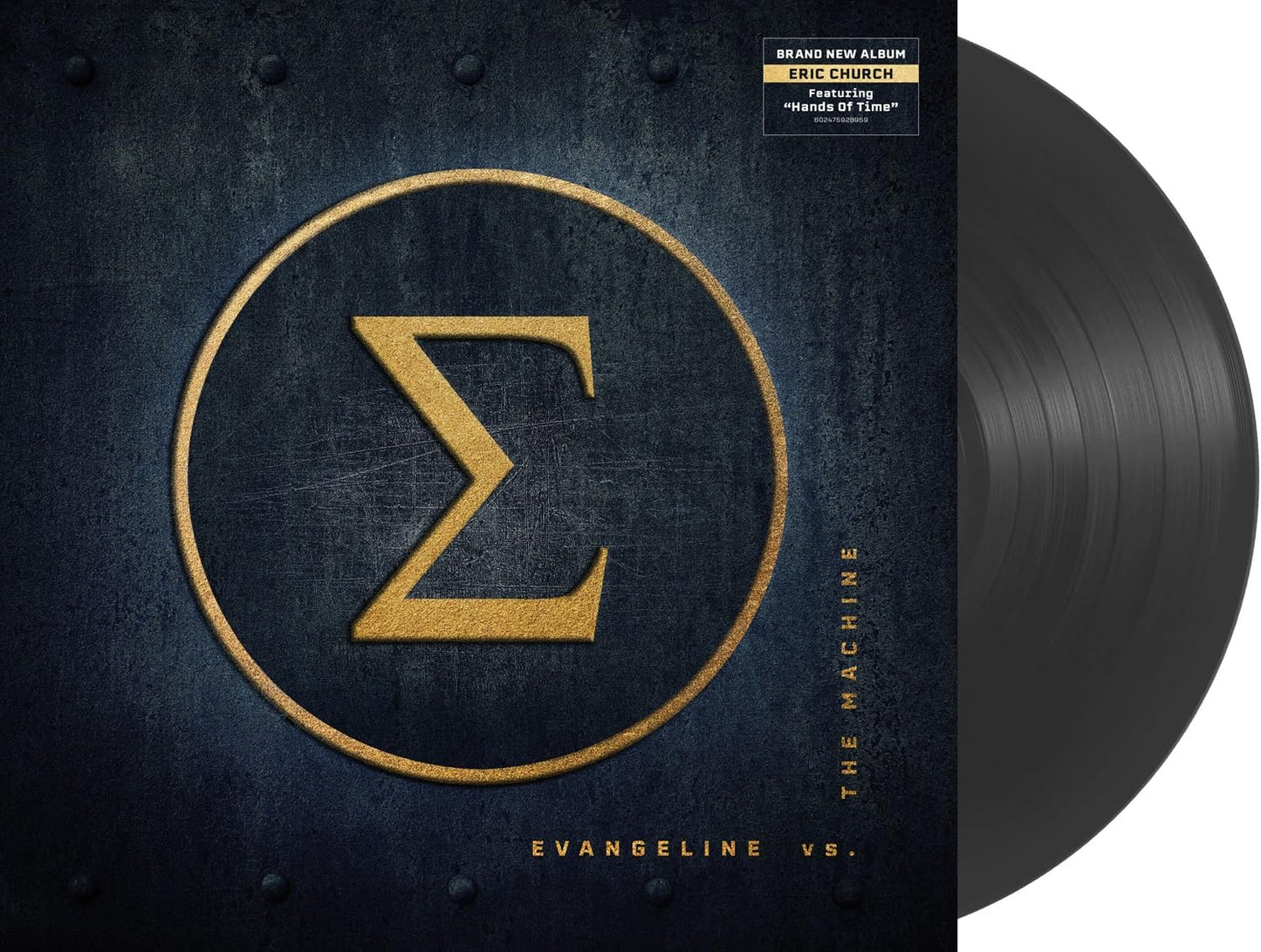 Eric Church's "Evangeline vs. The Machine" vinyl record with a gold symbol.