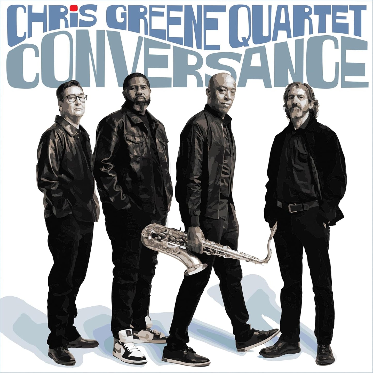 Album cover for "Conversance" by Chris Greene Quartet, featuring four musicians.