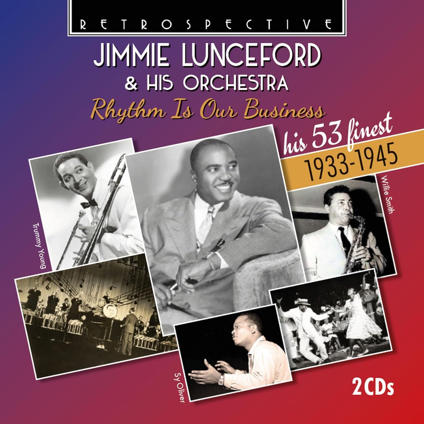 CD cover featuring Jimmie Lunceford and his orchestra in vintage photos.