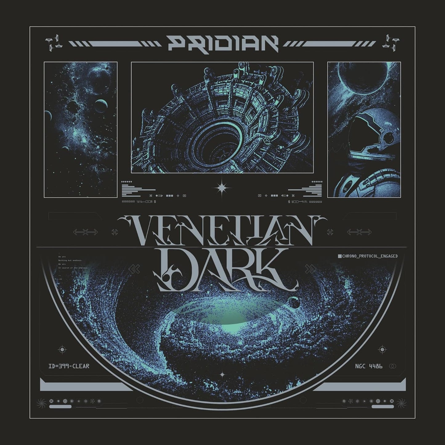 CD cover for Pridian’s “Venetian Dark” featuring futuristic, geometric designs.