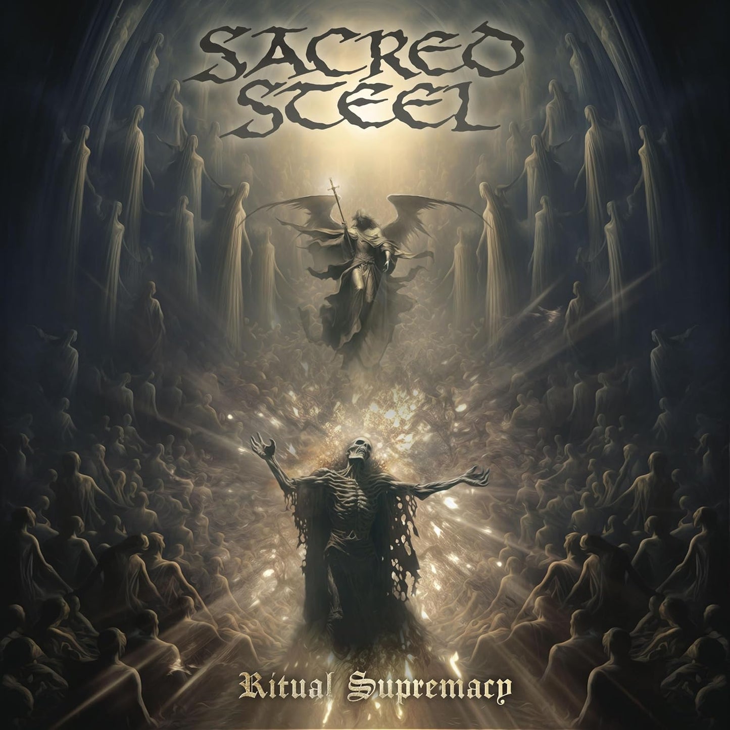 CD cover: dark fantasy art with hooded figures and a winged entity.