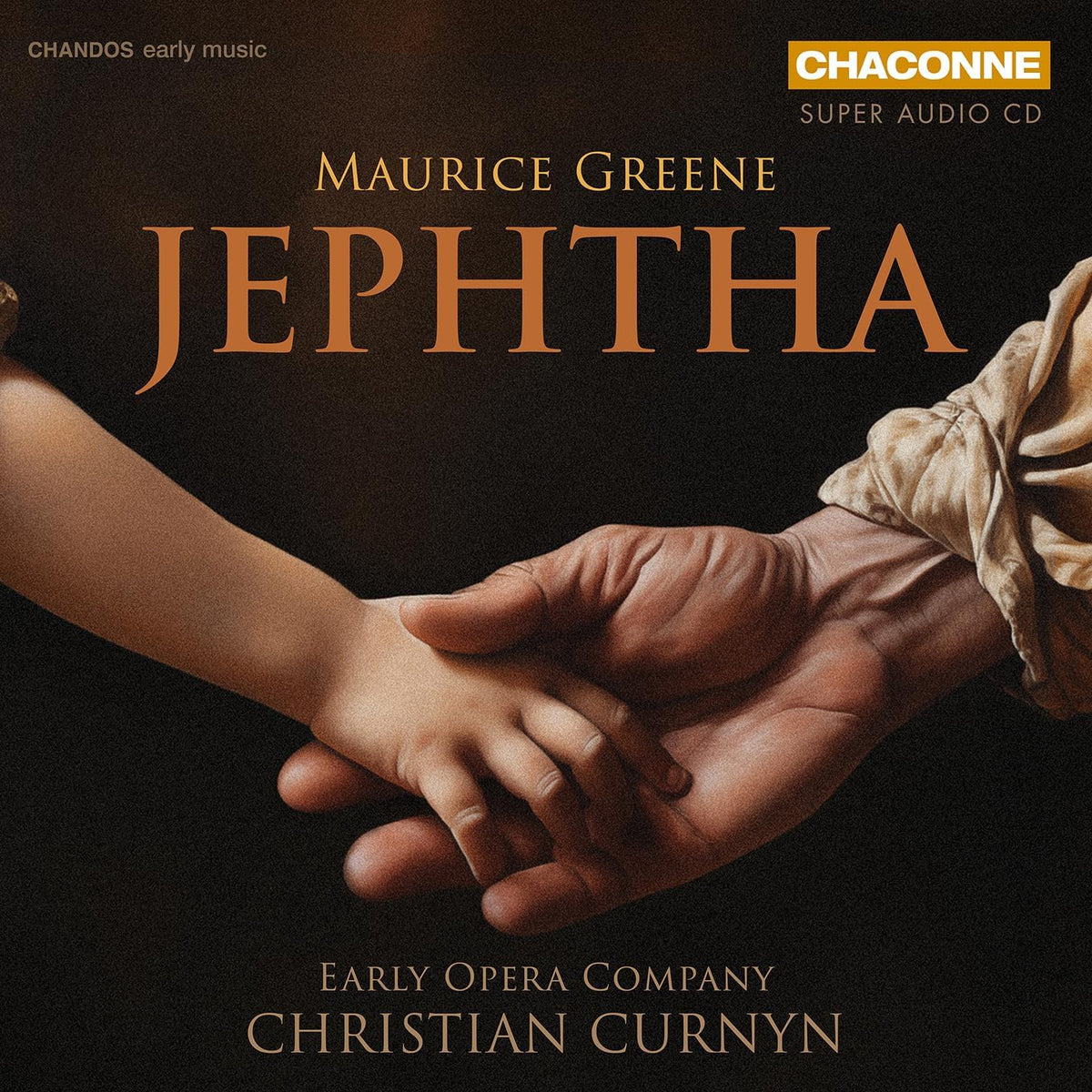 CD cover for Maurice Greene’s “Jephtha” featuring clasped hands.
