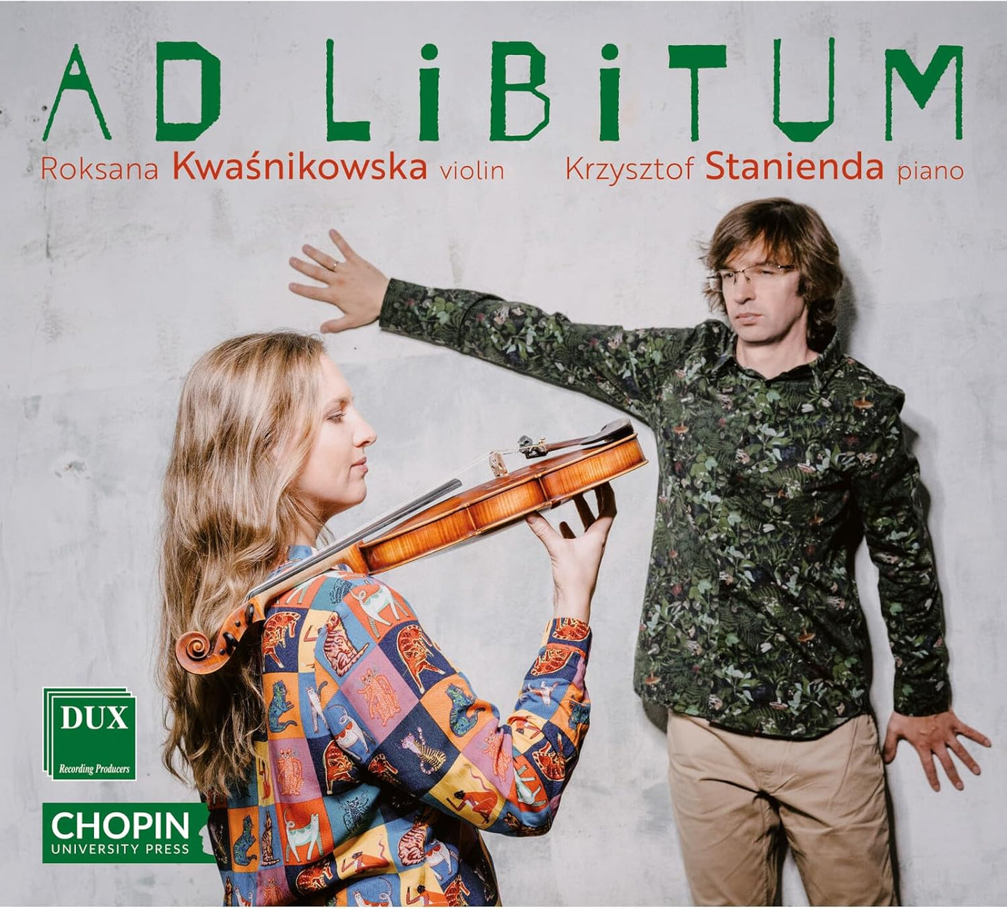 CD cover featuring violinist Roksana Kwasnikowska and pianist Krzysztof Stanienda.