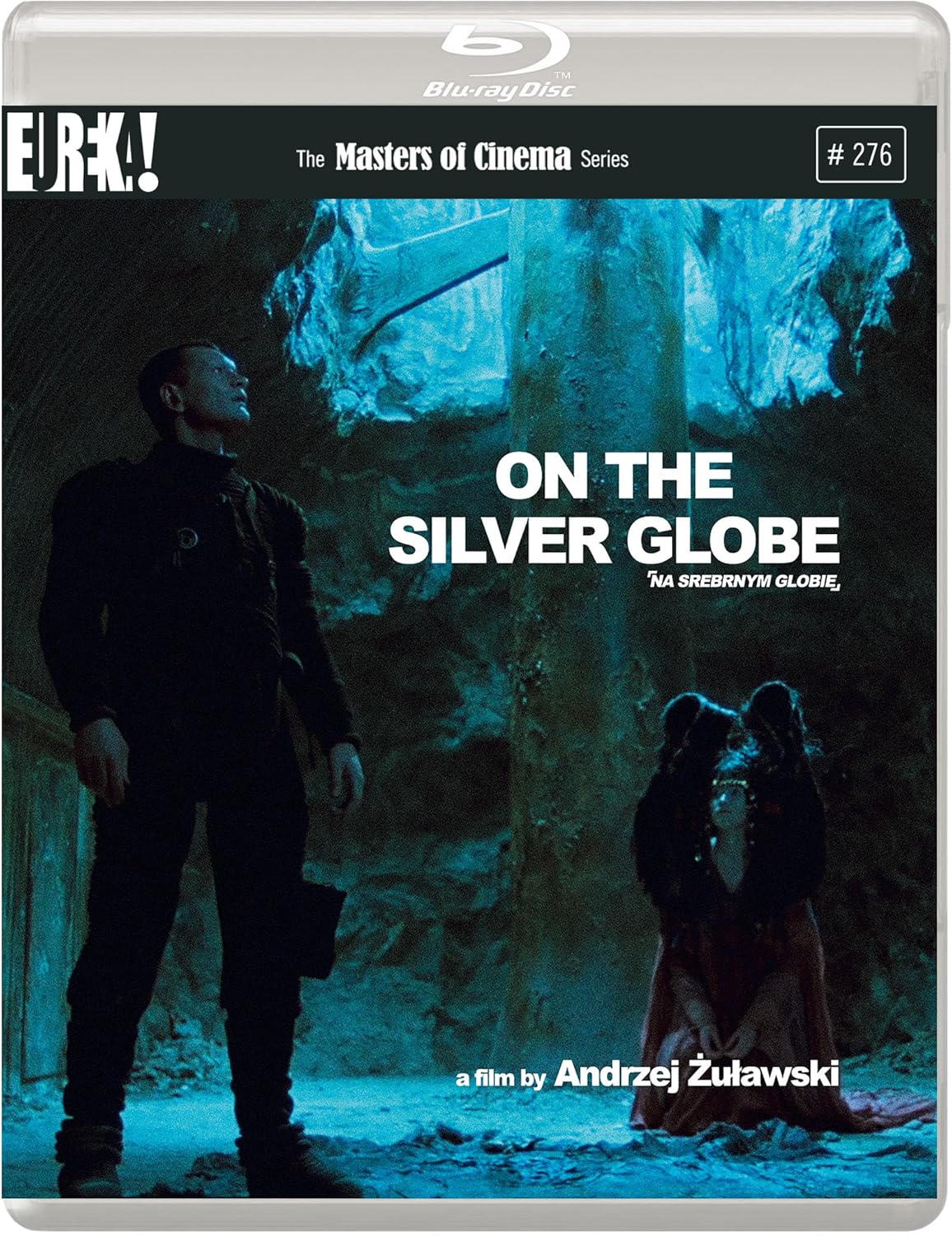 Blu-ray cover for On The Silver Globe featuring a man and woman in blue.