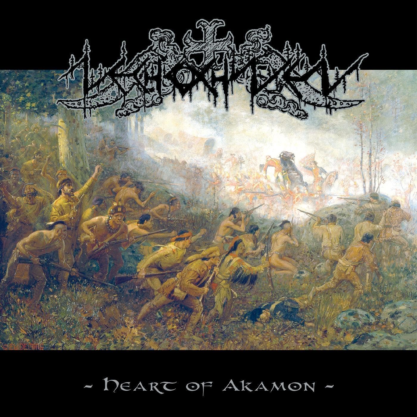 Vinyl album cover: historical battle scene with ornate band logo.