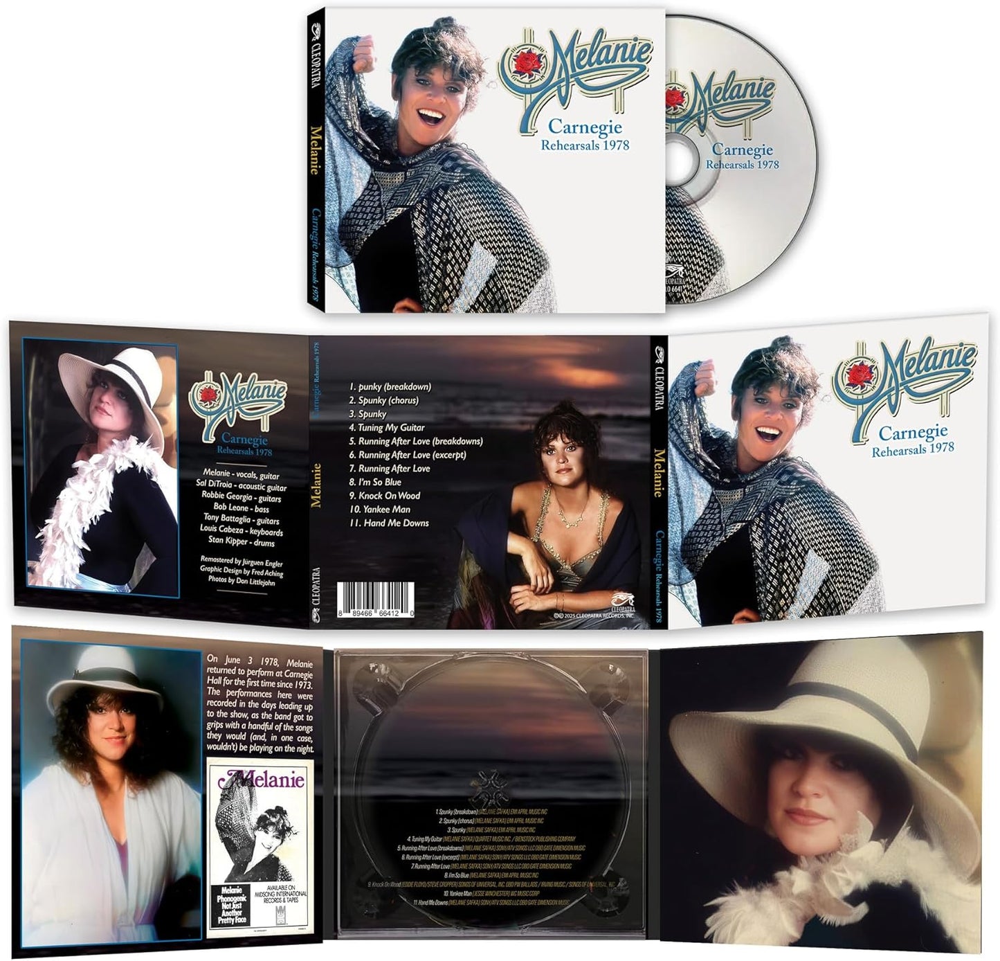 CD case for Melanie’s “Carnegie Rehearsals 1978” featuring a portrait of the singer.