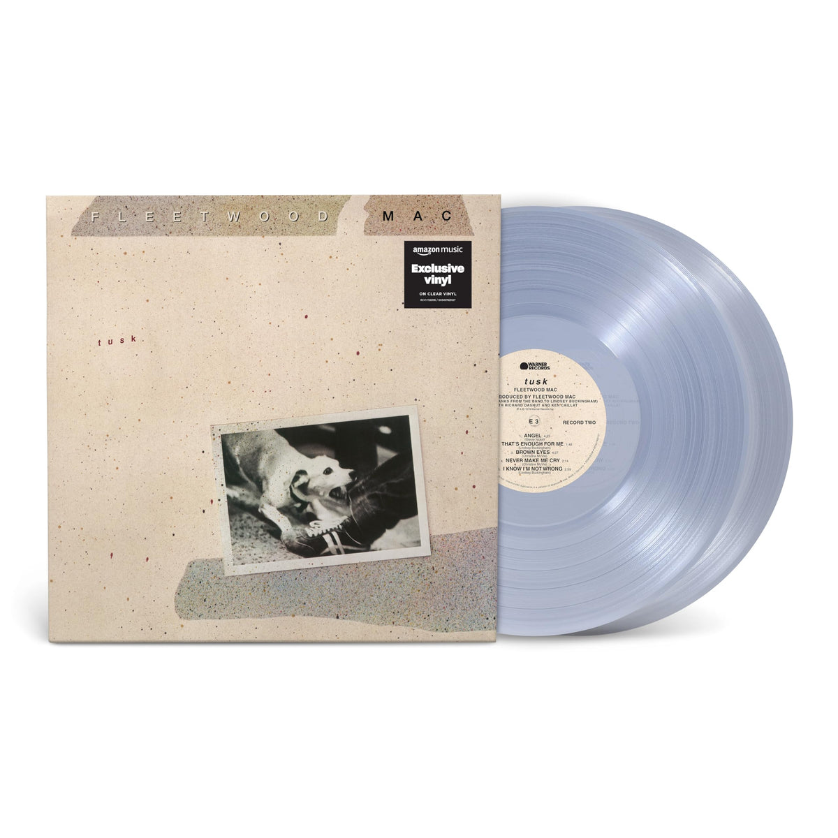 Fleetwood Mac’s “Tusk” vinyl record with a dog on the cover.