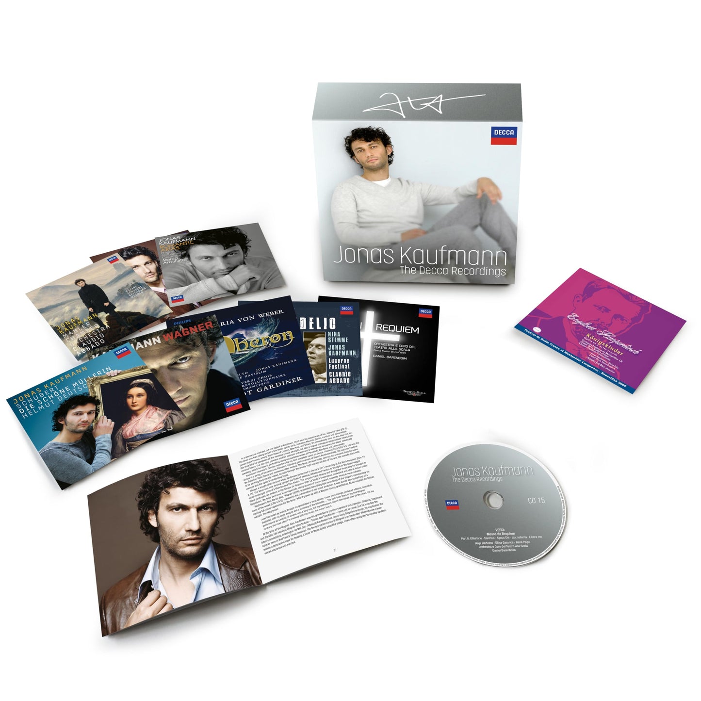 Jonas Kaufmann CD packaging with portrait and album artwork displayed.