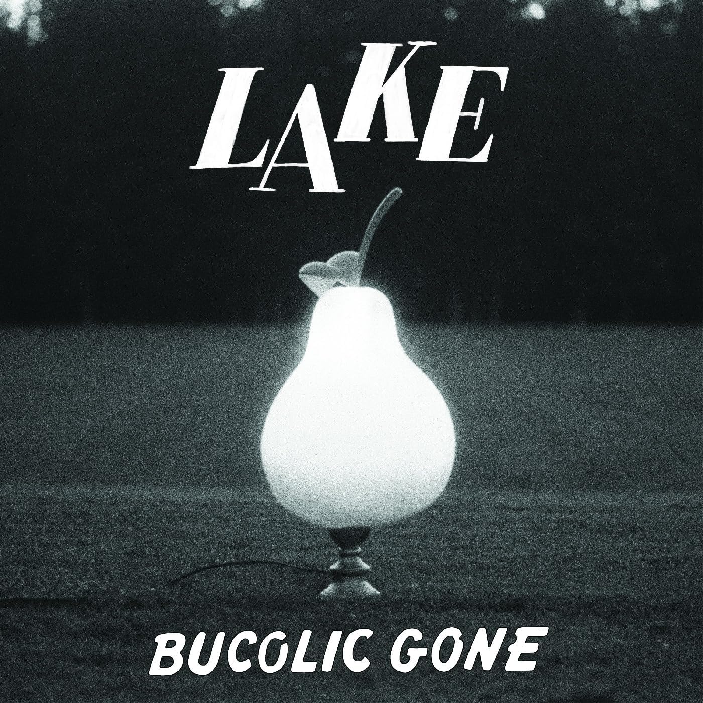 Album cover for Lake’s “Bucolic Gone” featuring a pear on a pedestal.