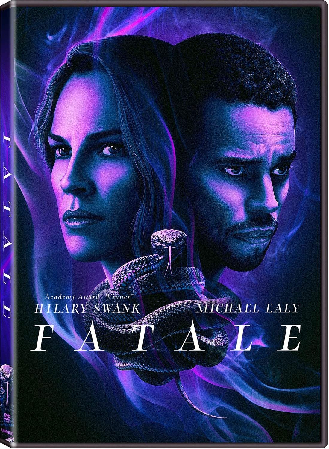 “Fatale” DVD cover featuring Hilary Swank and Michael Ealy, with a snake.