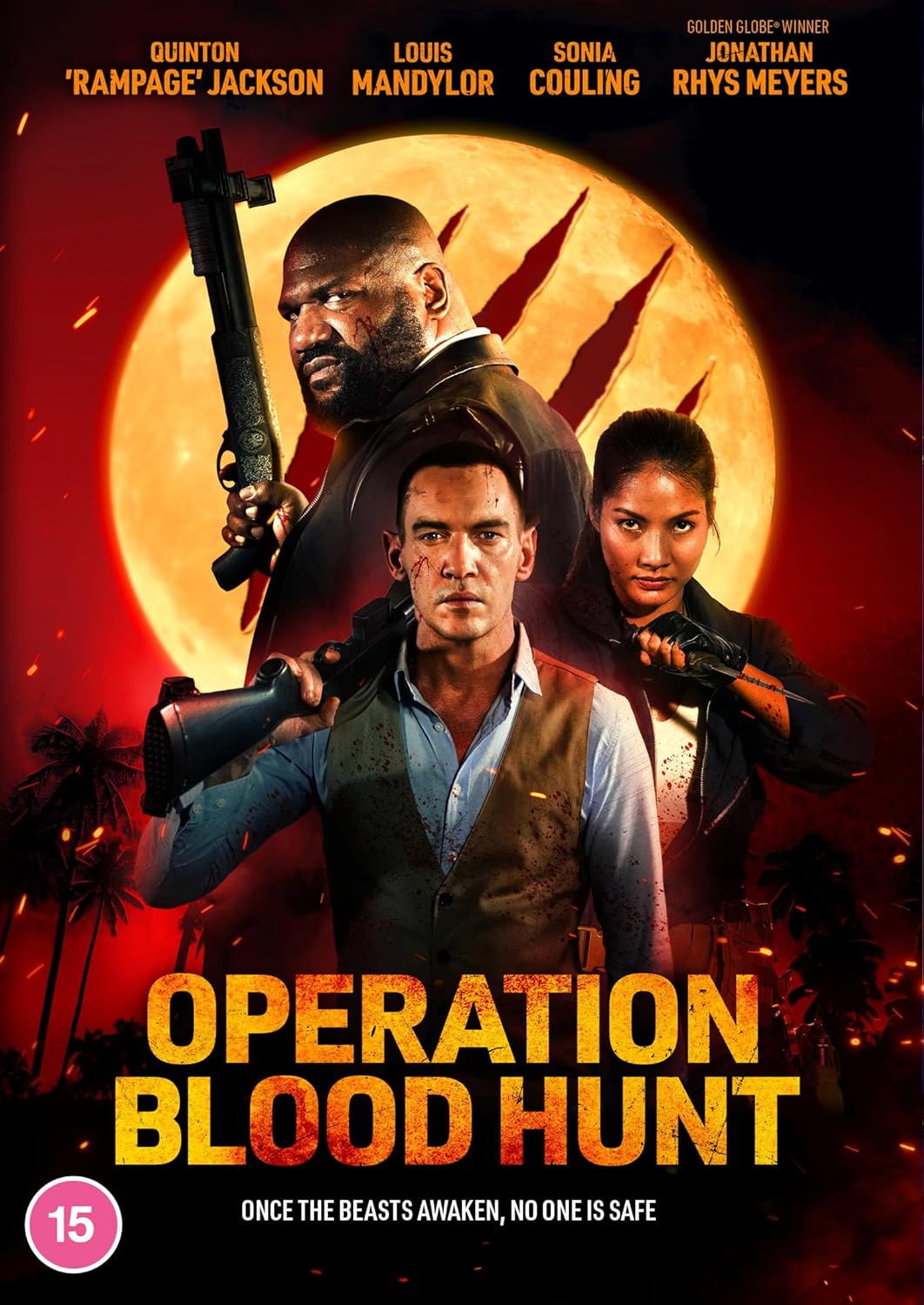 DVD cover for "Operation Blood Hunt" featuring a man with a gun.