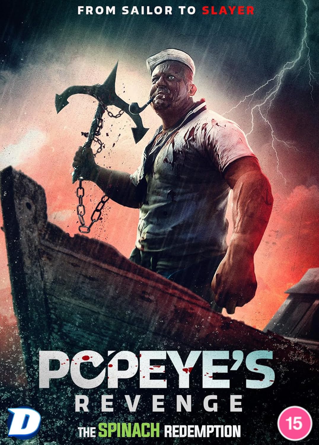 DVD cover for "Popeye's Revenge" featuring a menacing, muscular sailor with weapons.