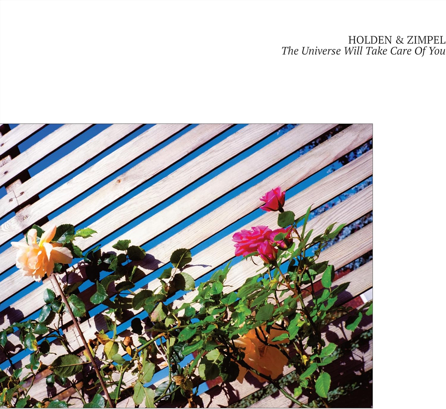 Vinyl album cover with a wooden pergola and blooming roses.