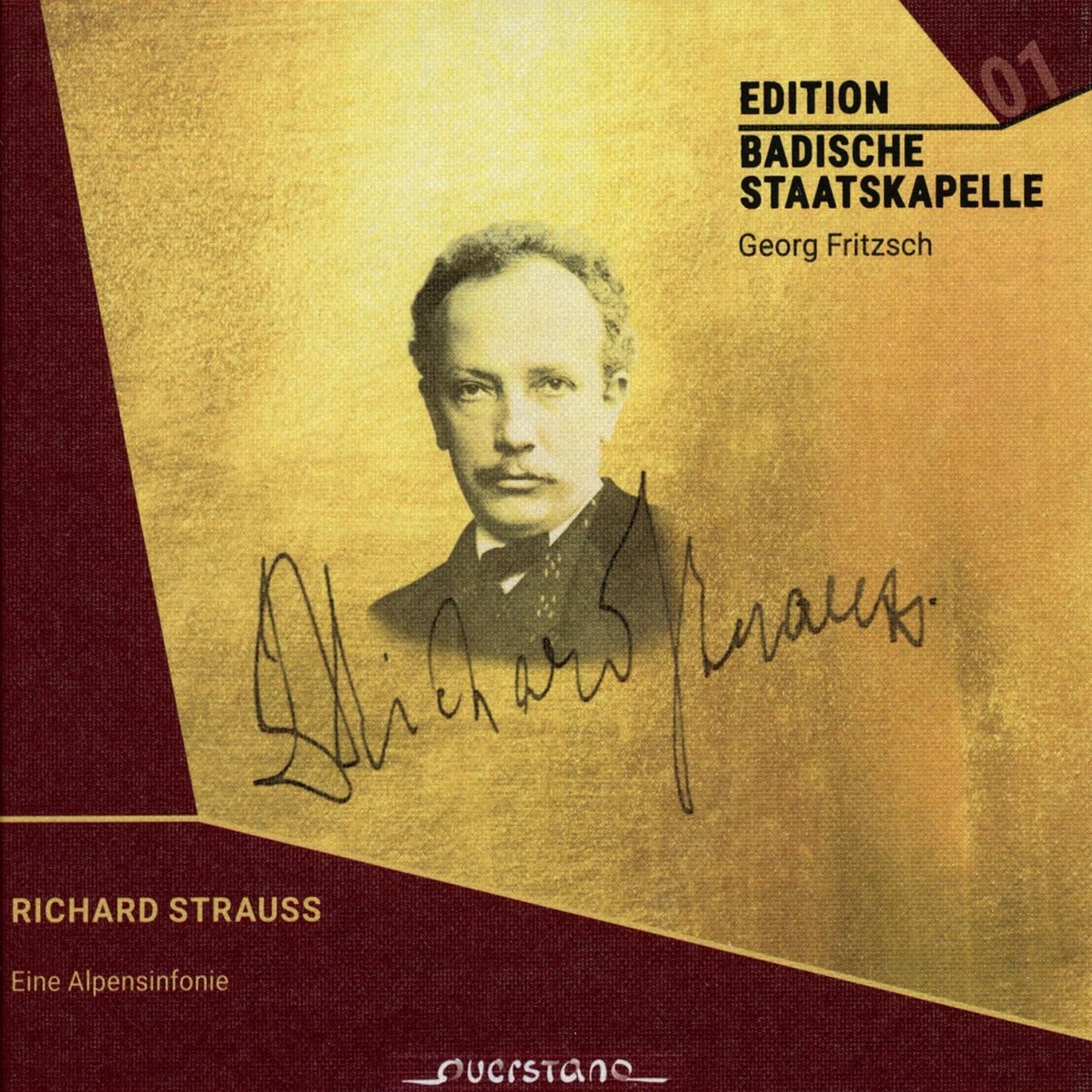 CD cover featuring a portrait of Richard Strauss and his signature.
