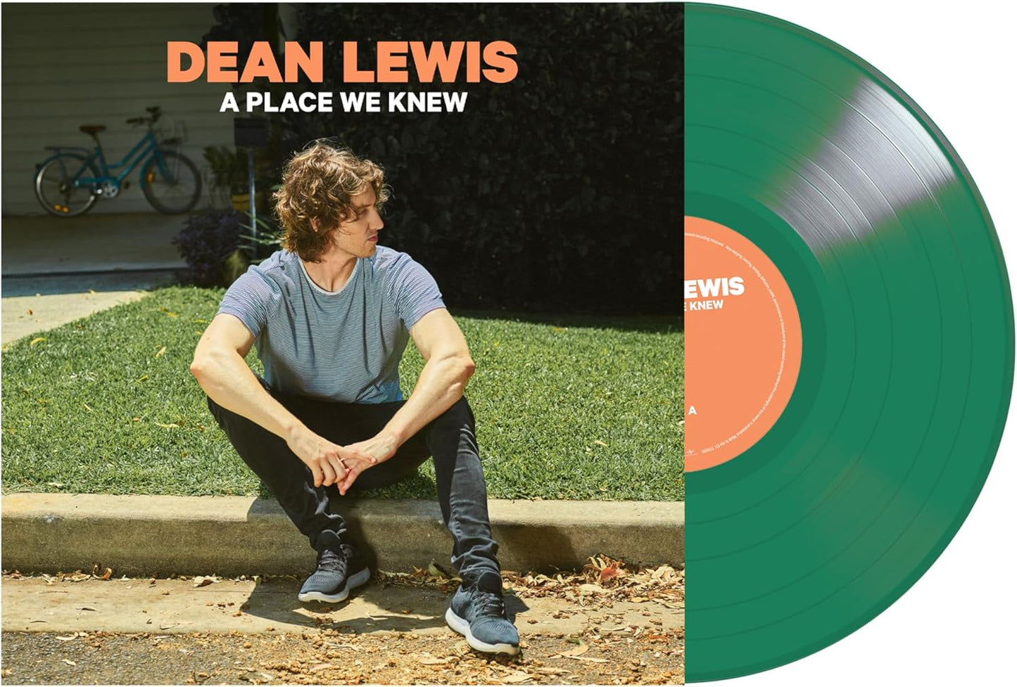 Dean Lewis album cover with artist portrait and green vinyl record.