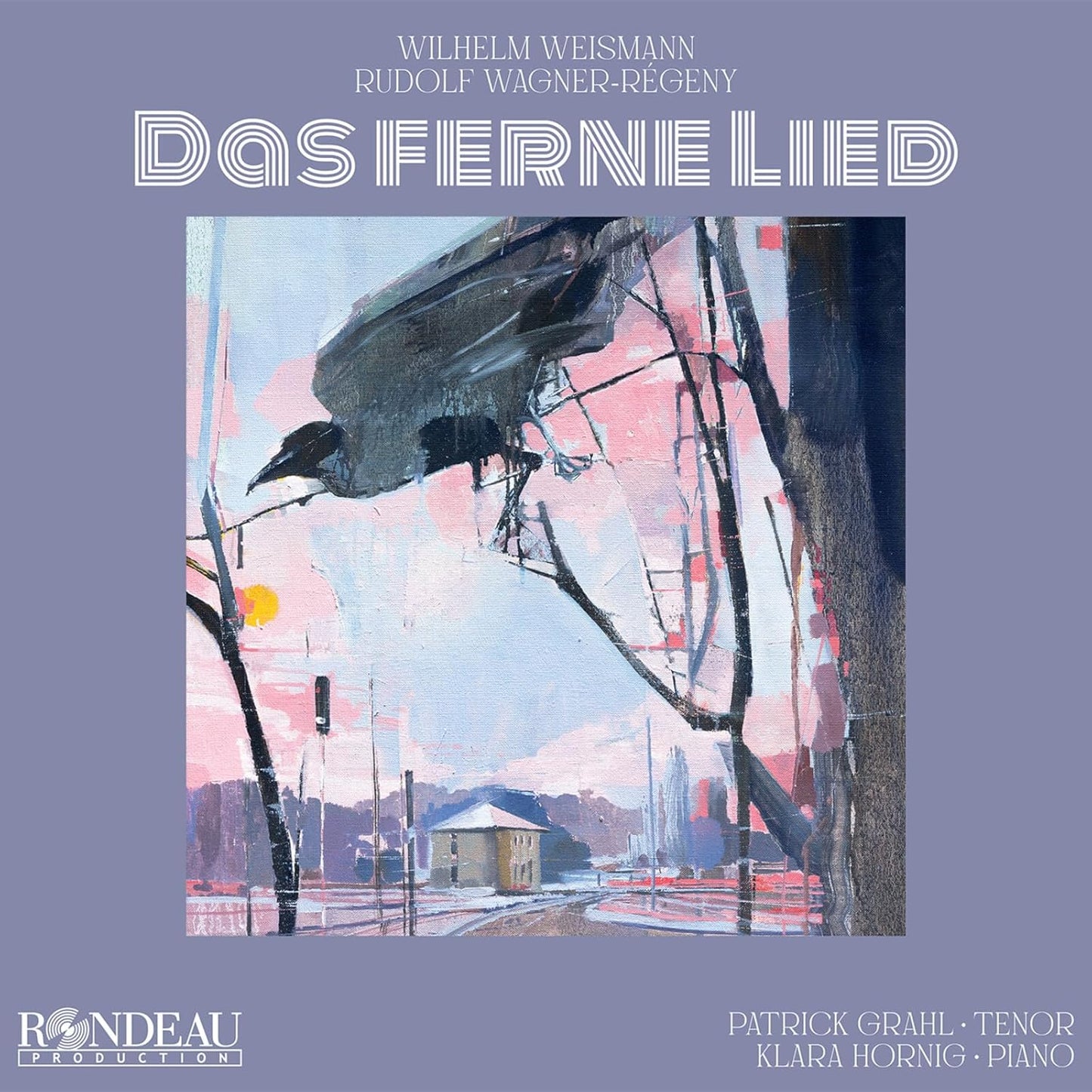 CD cover: Painting of a bird in front of a distant building.