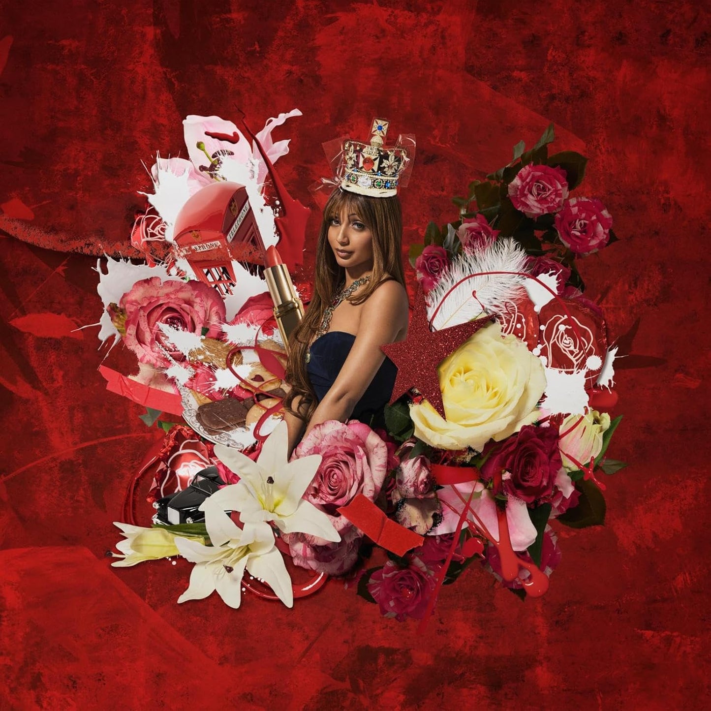 PinkPantheress album cover featuring a woman surrounded by roses and a crown.