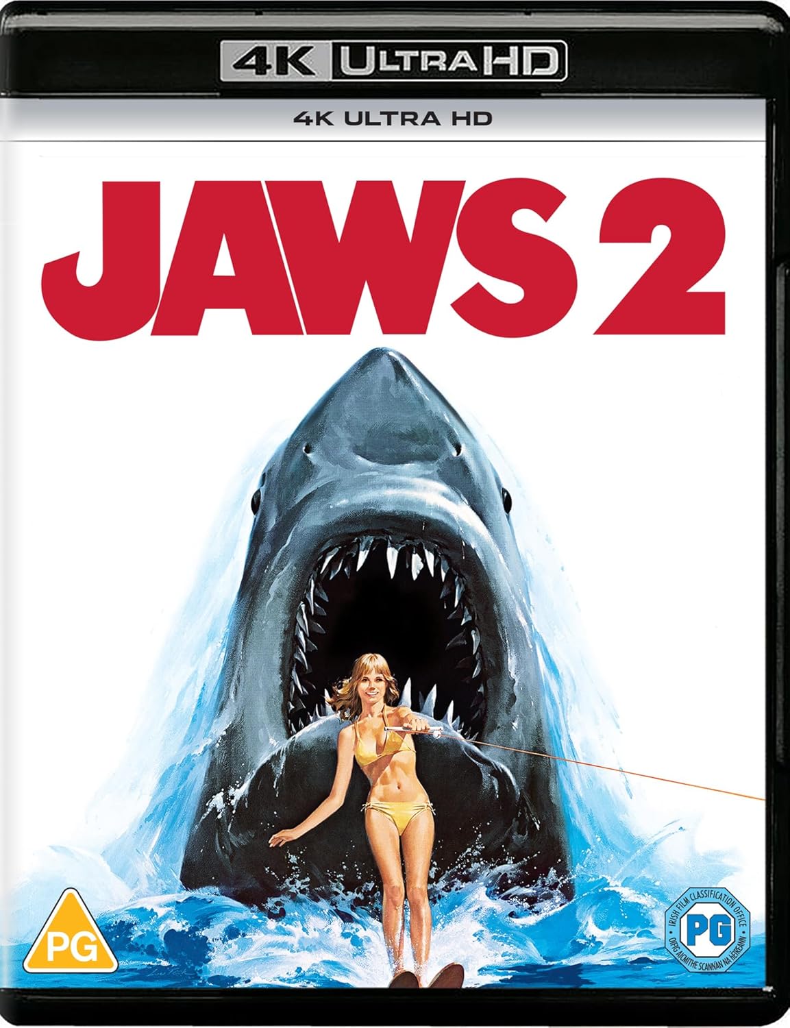 Jaws 2 Blu-ray cover: a shark attacking a swimmer in blue water.