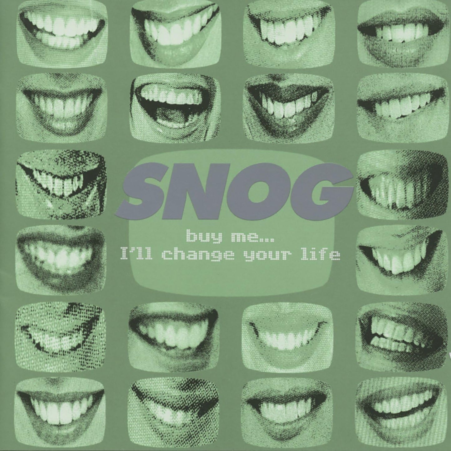 CD cover with repeating smiling mouths and bold "SNOG" text.
