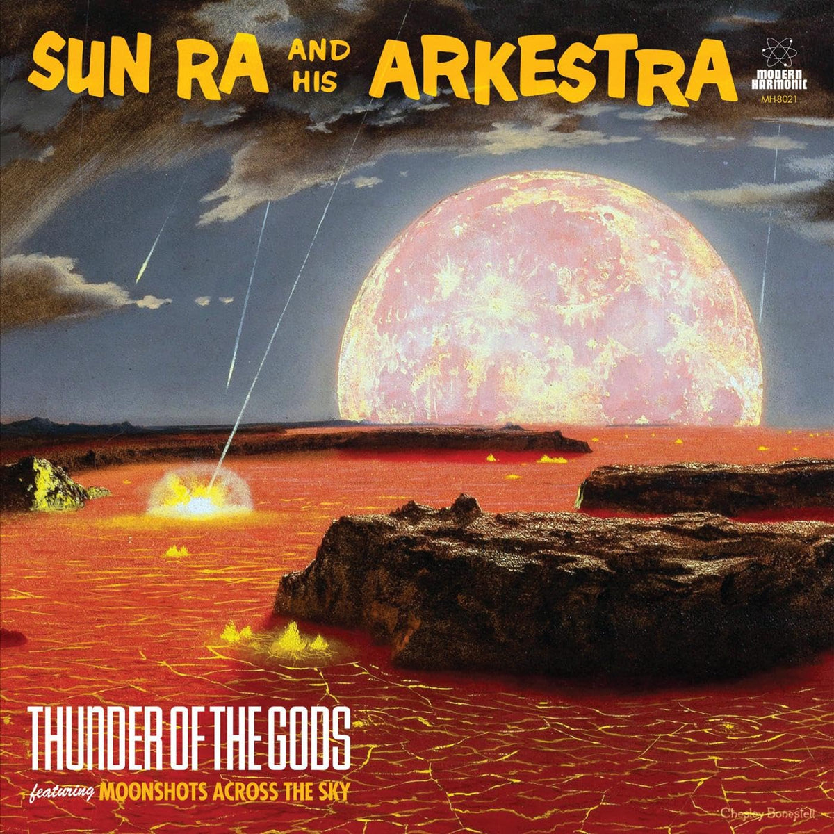 Sun Ra album cover: a fiery landscape with a large red sun.