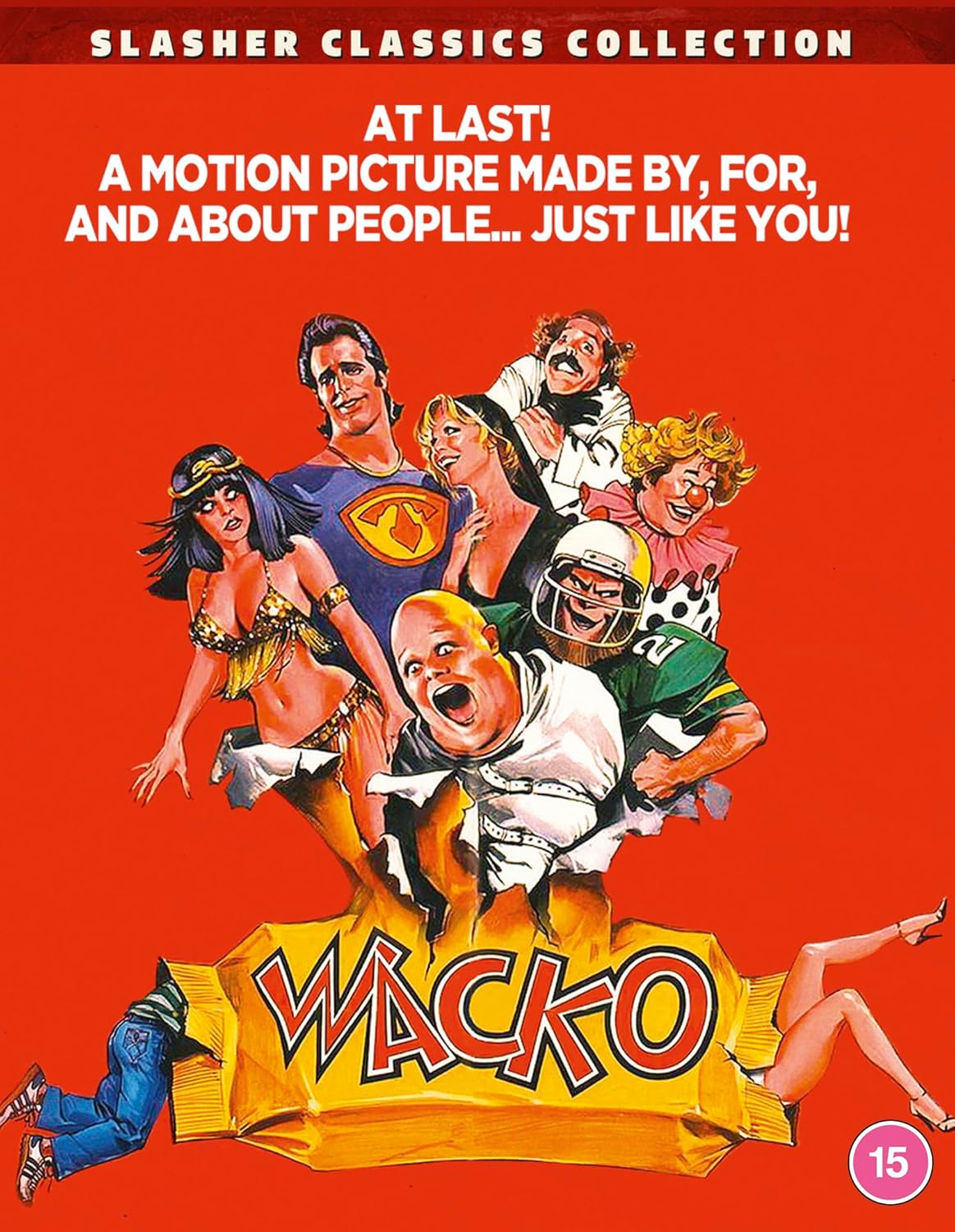 Wacko" Blu-ray cover featuring a chaotic group of costumed characters.