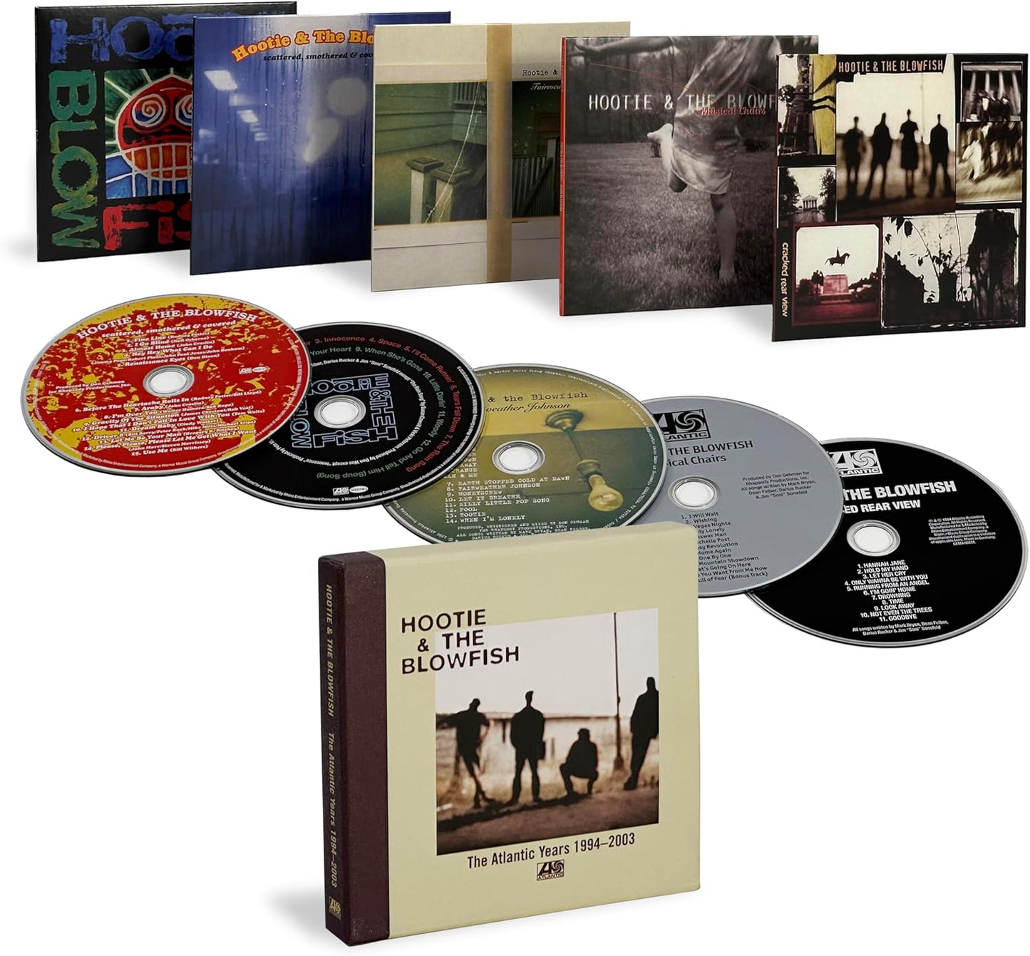 Hootie & The Blowfish CD box set with albums and band photo.